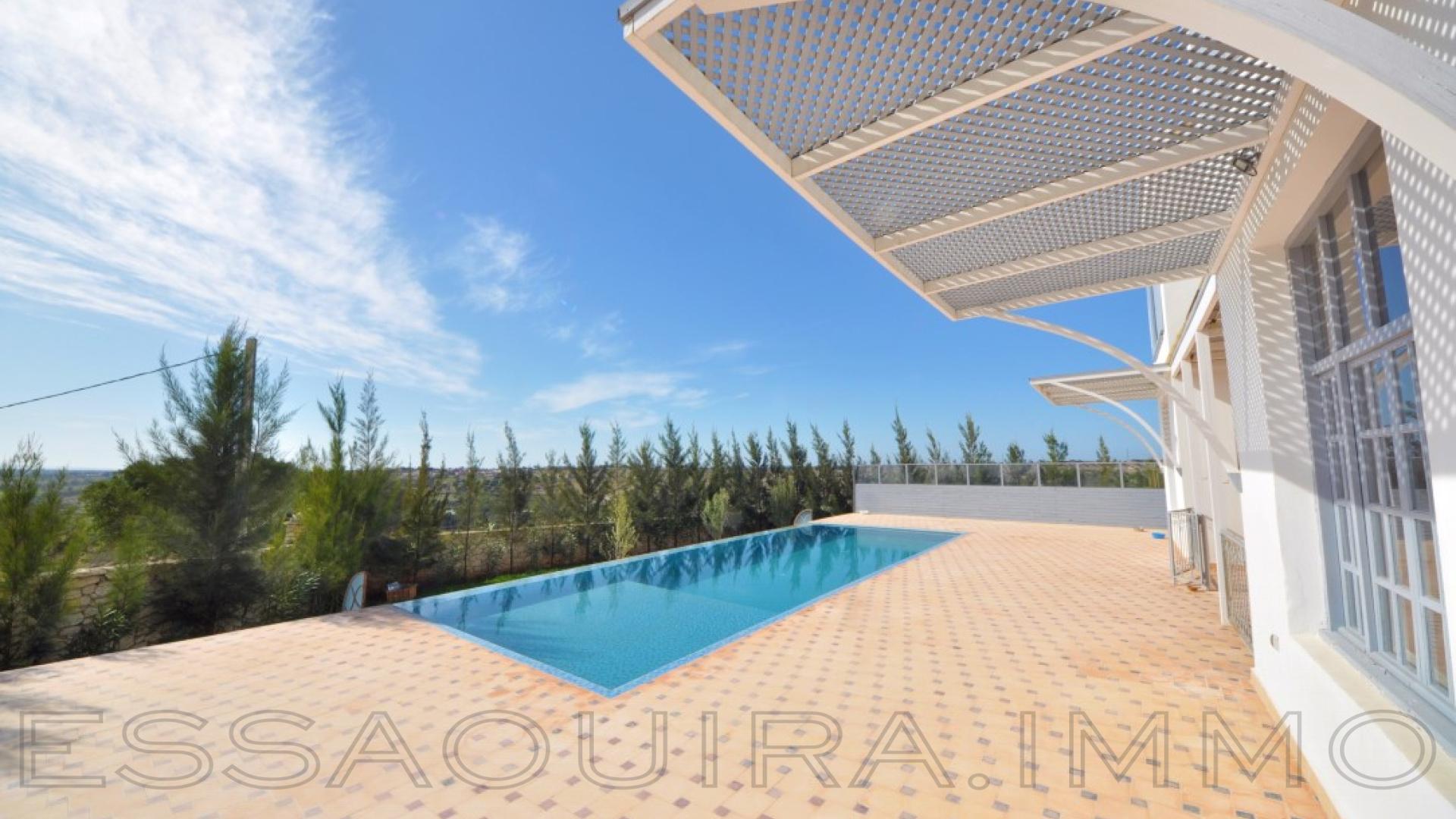 Vue panoramique d'une villa avec piscine 
